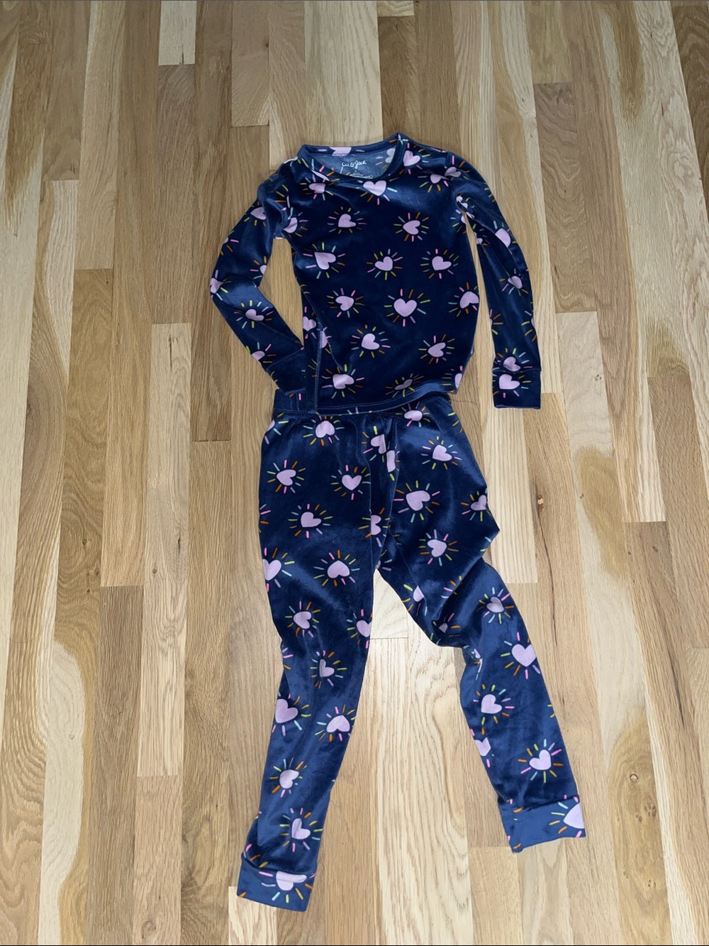 Cat & Jack Navy and Pink Heart & Sun Pajama Set size 6